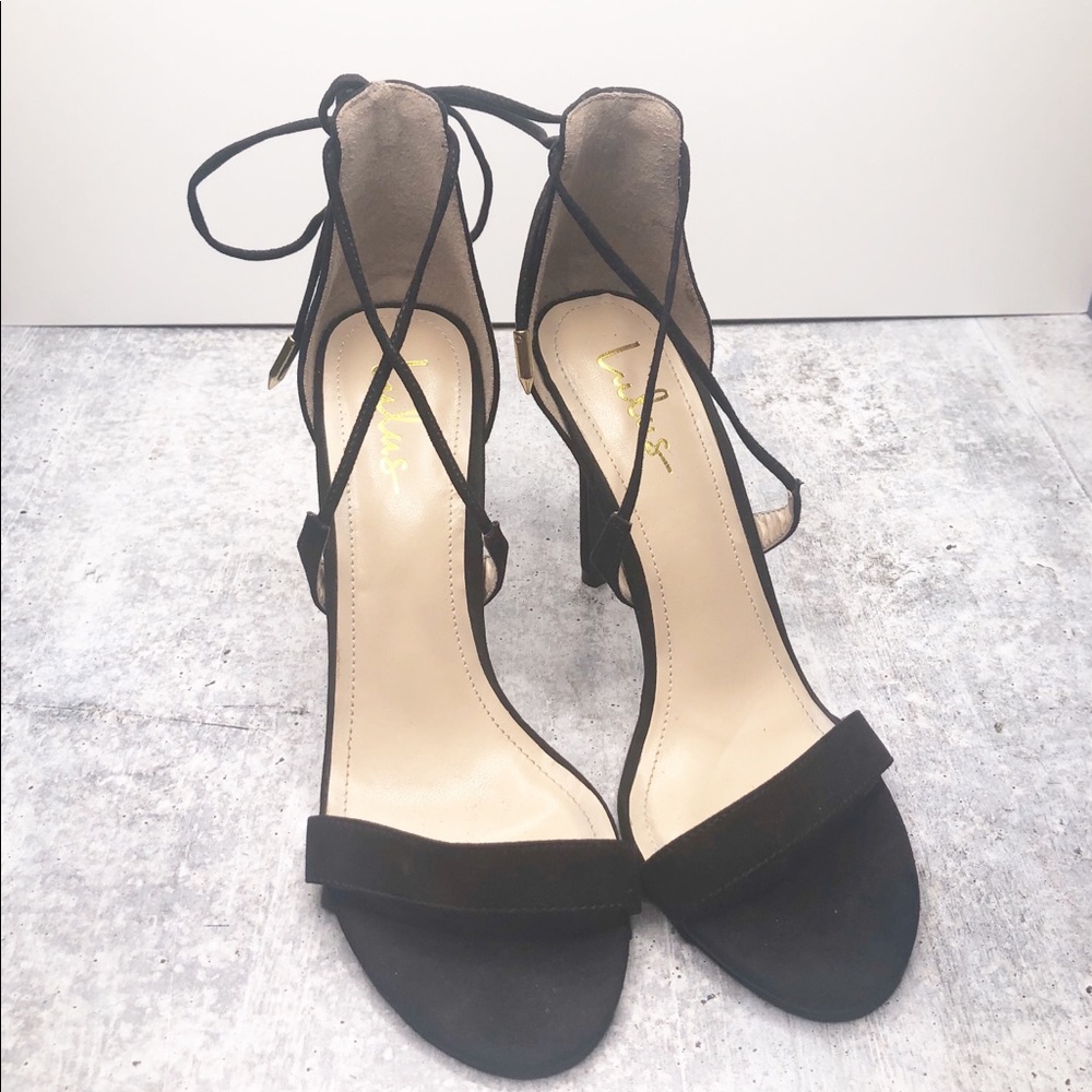 Lulu’s Open Toe Black Heels Size 8